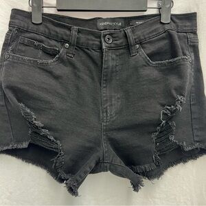 Kendall + Kylie black distressed The Icon Short.